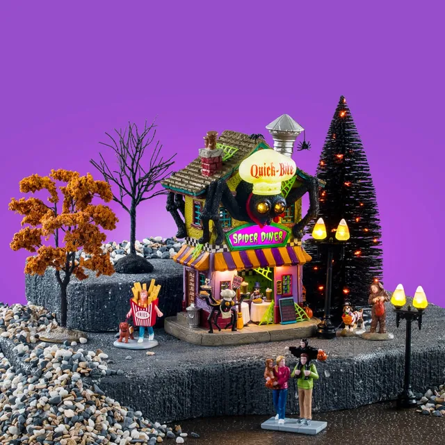 lemax-quick-bite-spider-diner-set-gruselige-spooky-town-imbissbude-mit-riesenspi image 1