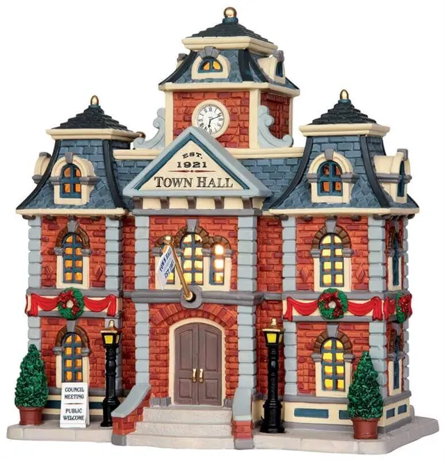 lemax-town-hall-beleuchtetes-miniatur-rathaus-weihnachtsdorf image 1