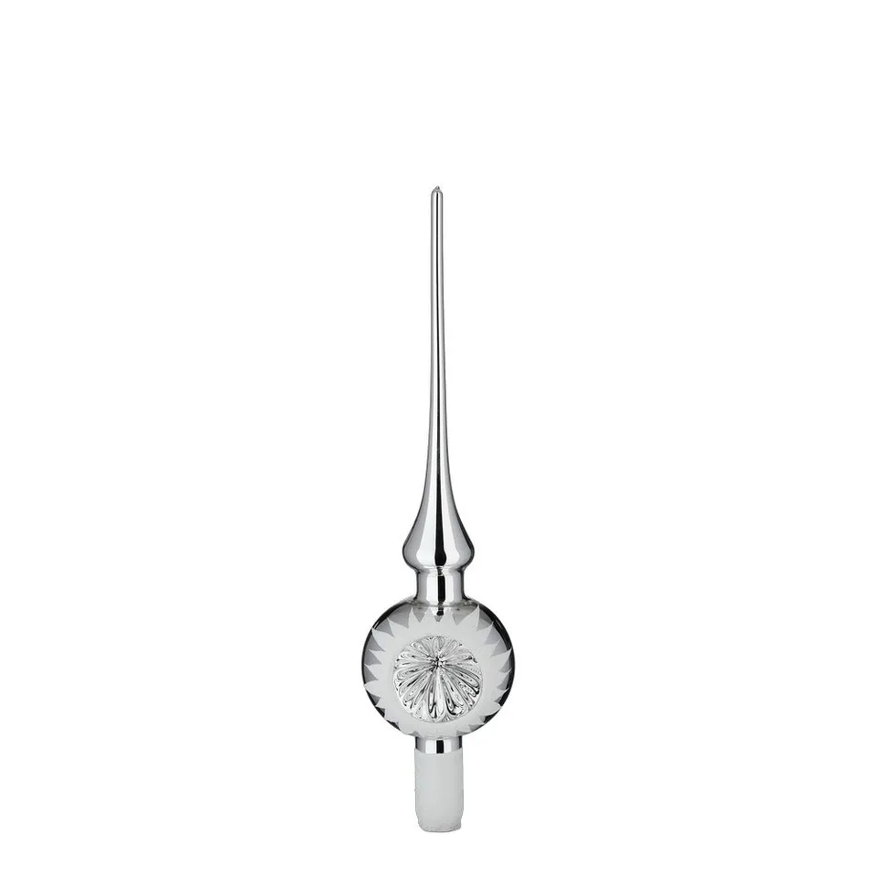 inge-glas-silberner-glanz-baumspitze-silber-glanz-7-x-30-cm image 1