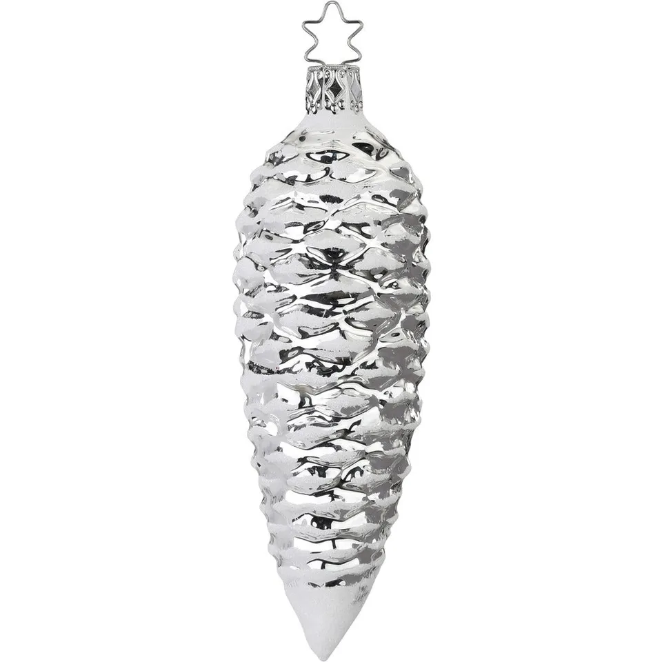 inge-glas-manufaktur-tannenzapfen-christbaumschmuck-13-5-cm-silber-traditionell image 1