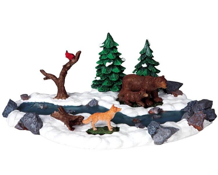 lemax-bears-by-river-b-ren-am-fluss-miniaturszene image 1