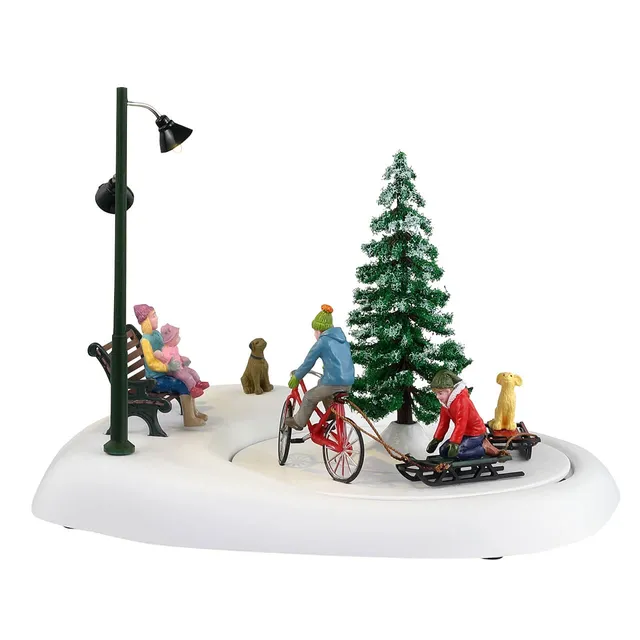 lemax-snowbiking-with-dad-vail-village-figurenszene image 1