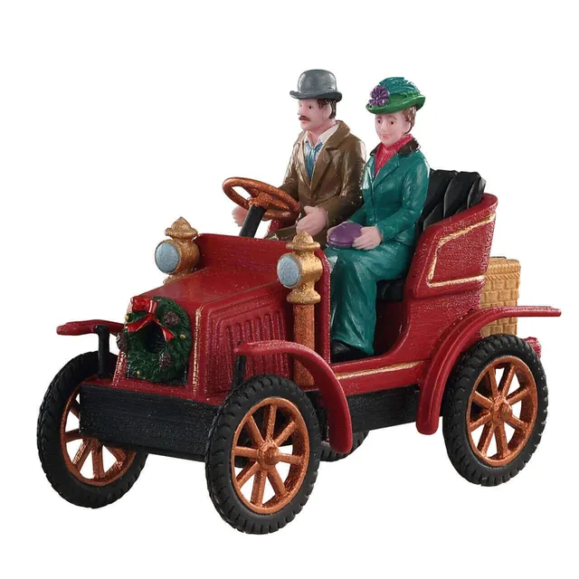 lemax-first-car-in-town-miniatur-figur-caddington-vintage-auto-paar image 1
