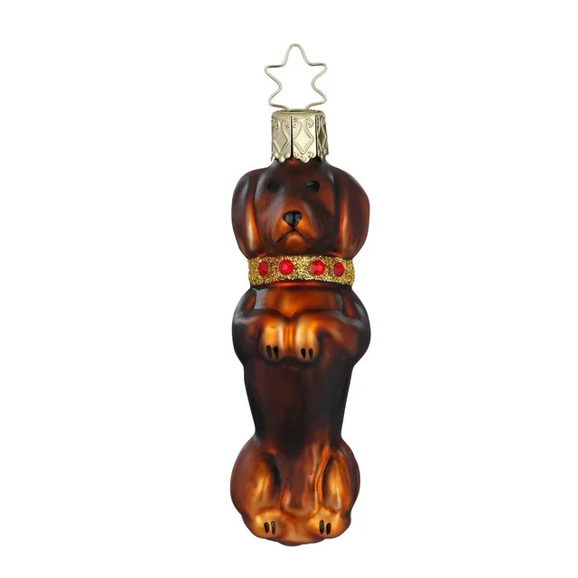 inge-glas-brillanter-kurzhaardackel-christbaumkugel-dunkelbraun-9-5-cm image 1