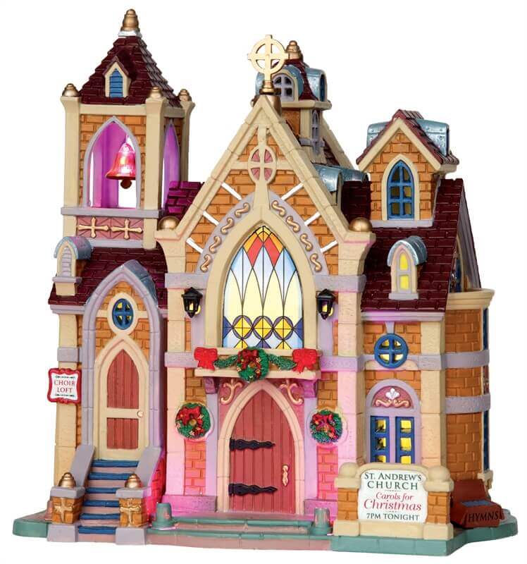 lemax-carols-for-christmas-beleuchtetes-weihnachtsdorf-haus-mit-farbwechsel-turm image 1
