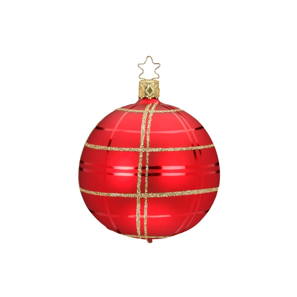 inge-glas-manufaktur-klassisches-karo-christbaumkugel-6-cm-rot image 1
