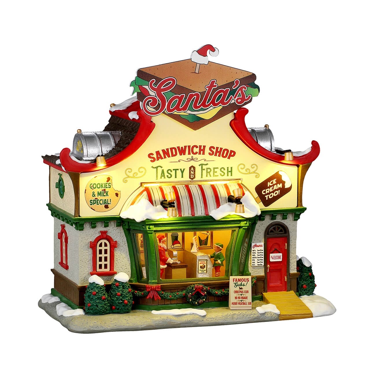 lemax-santa-s-sandwich-shop-beleuchtetes-haus image 1