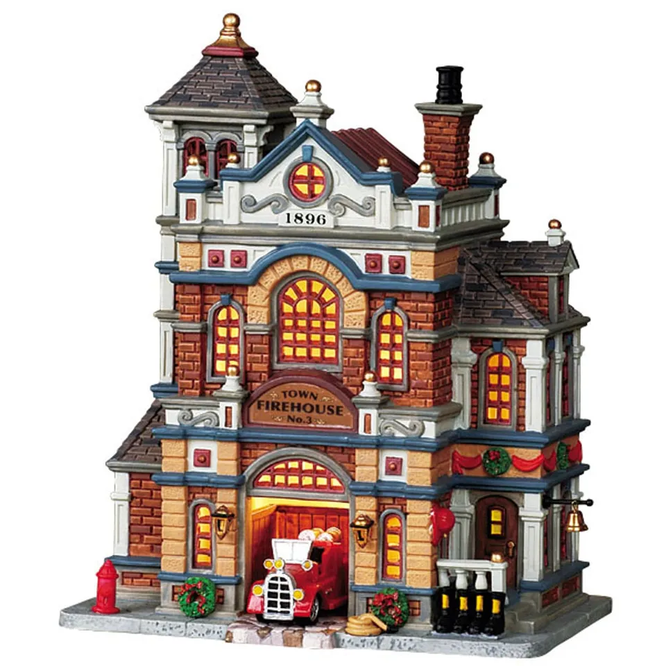 lemax-town-firehouse-no-3-beleuchtetes-miniaturhaus-feuerwehr image 1