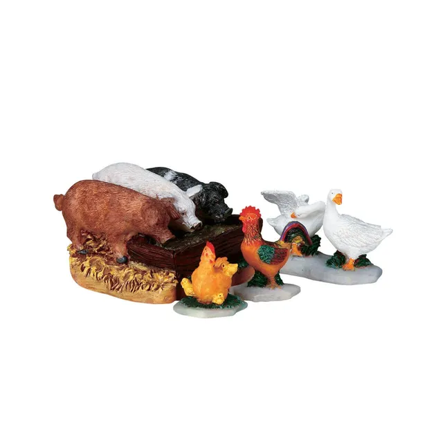 lemax-the-hog-trough-set-of-4-miniatur-figuren-set image 1