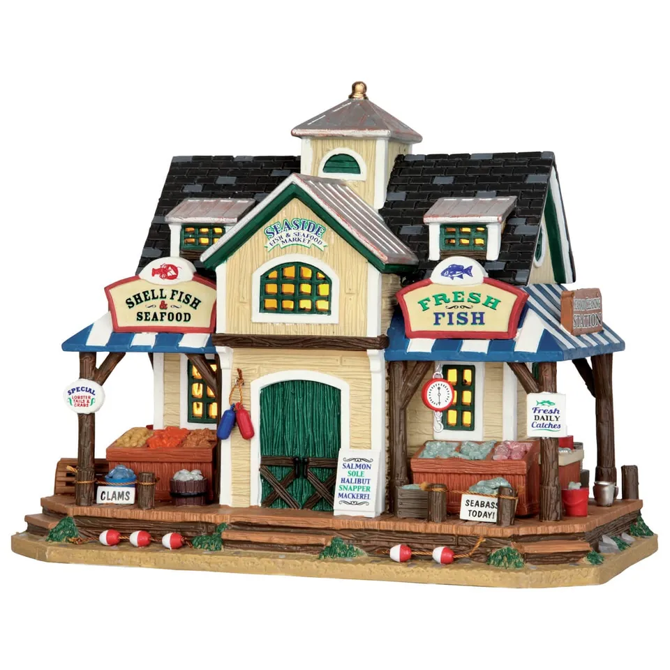 lemax-seaside-fish-seafood-market-beleuchtetes-dorfhaus image 1