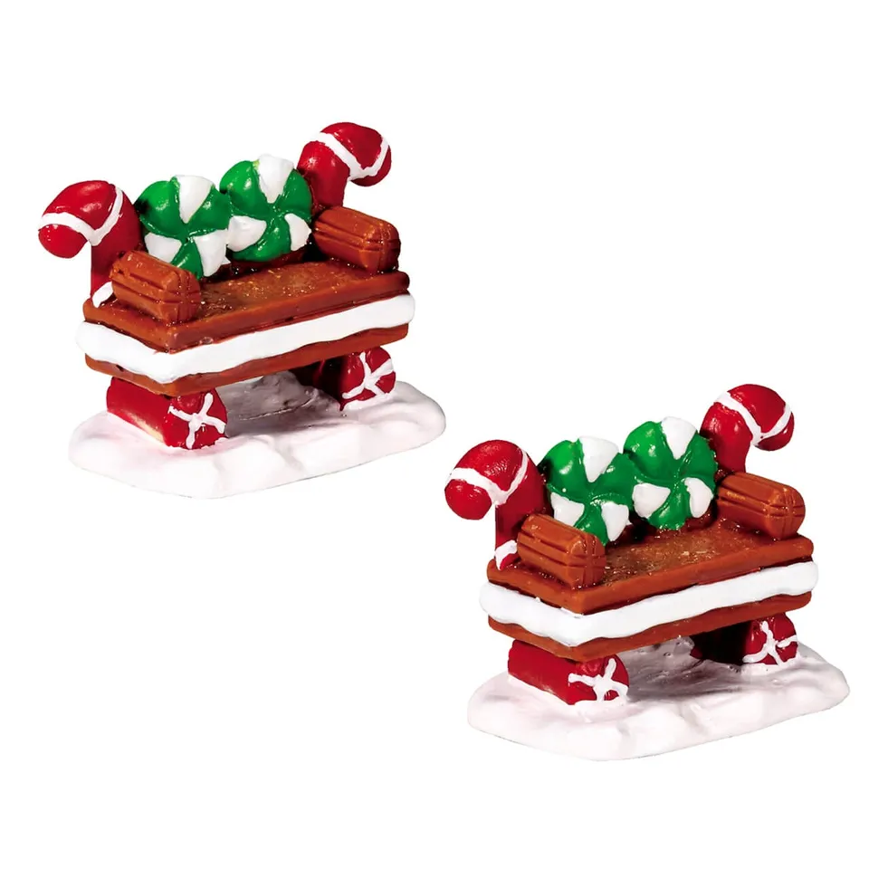 lemax-peppermint-cookie-bench-2er-set-weihnachtsbank-im-zuckerstangen-design image 1