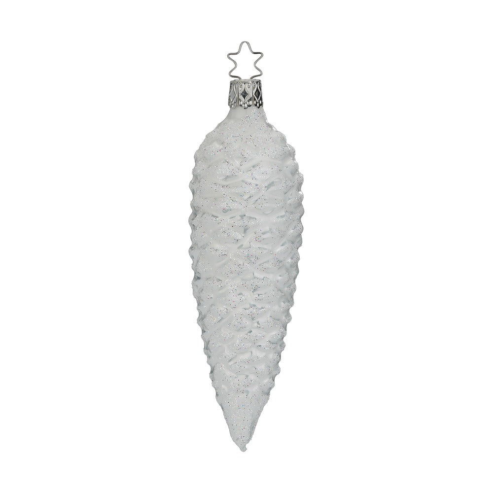 inge-glas-glitzernder-zapfen-christbaumkugel-aus-glas-13-5-cm-wei image 1