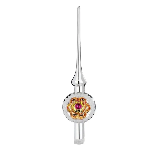 inge-glas-ornament-reflex-christbaumspitze-silber-glanz-7-x-30-cm image 1