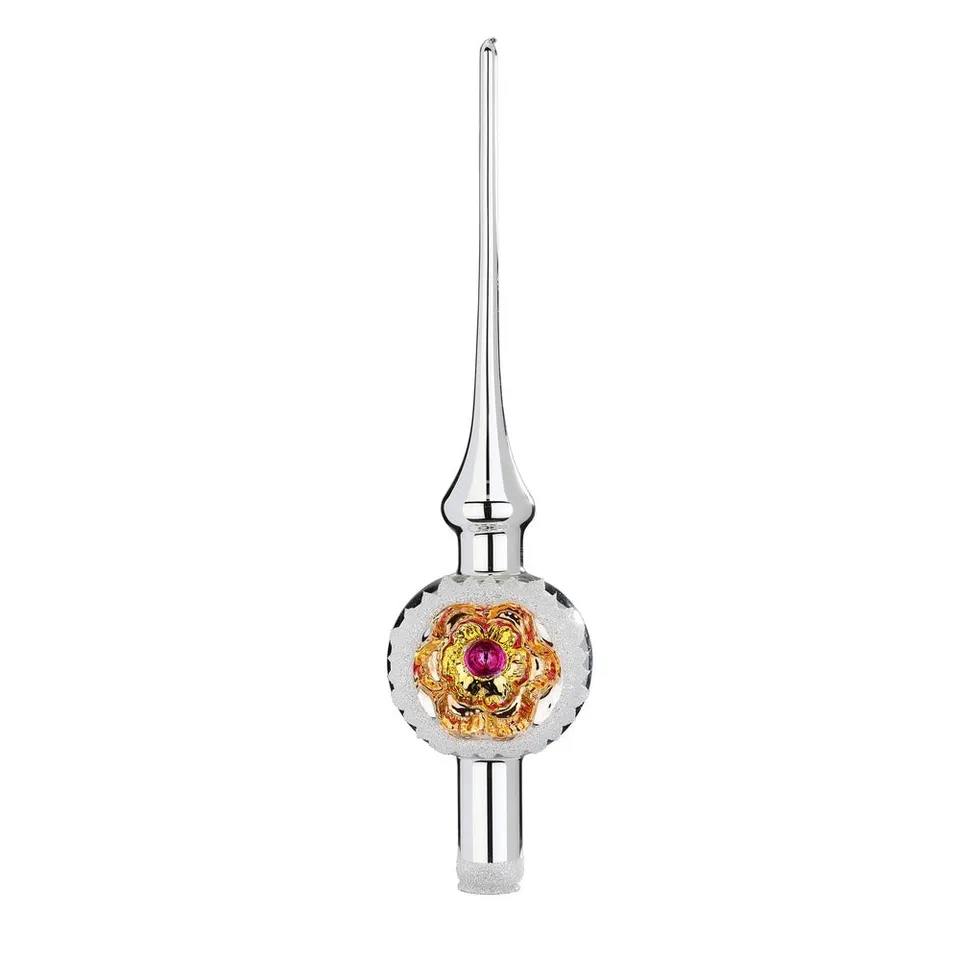 inge-glas-ornament-reflex-christbaumspitze-silber-glanz-7-x-30-cm image 1