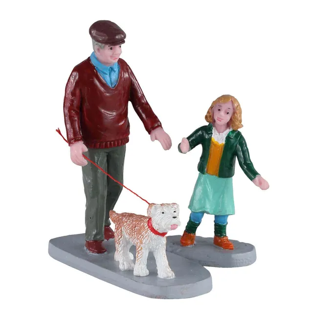 lemax-afternoon-stroll-miniatur-figurenset-gro-vater-kind-hund image 1