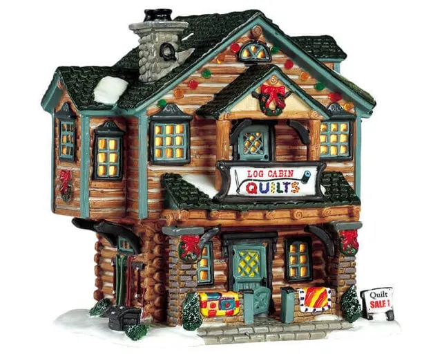 lemax-log-cabin-quilts-holidays-seasons-miniaturhaus image 1