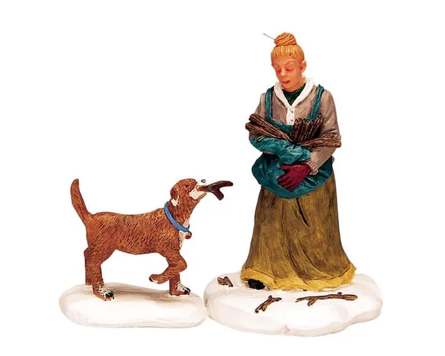 lemax-gathering-kindling-miniatur-figurenset-winter image 1