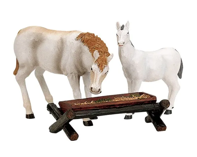 lemax-horses-at-the-trough-miniatur-pferde-figuren-set image 1
