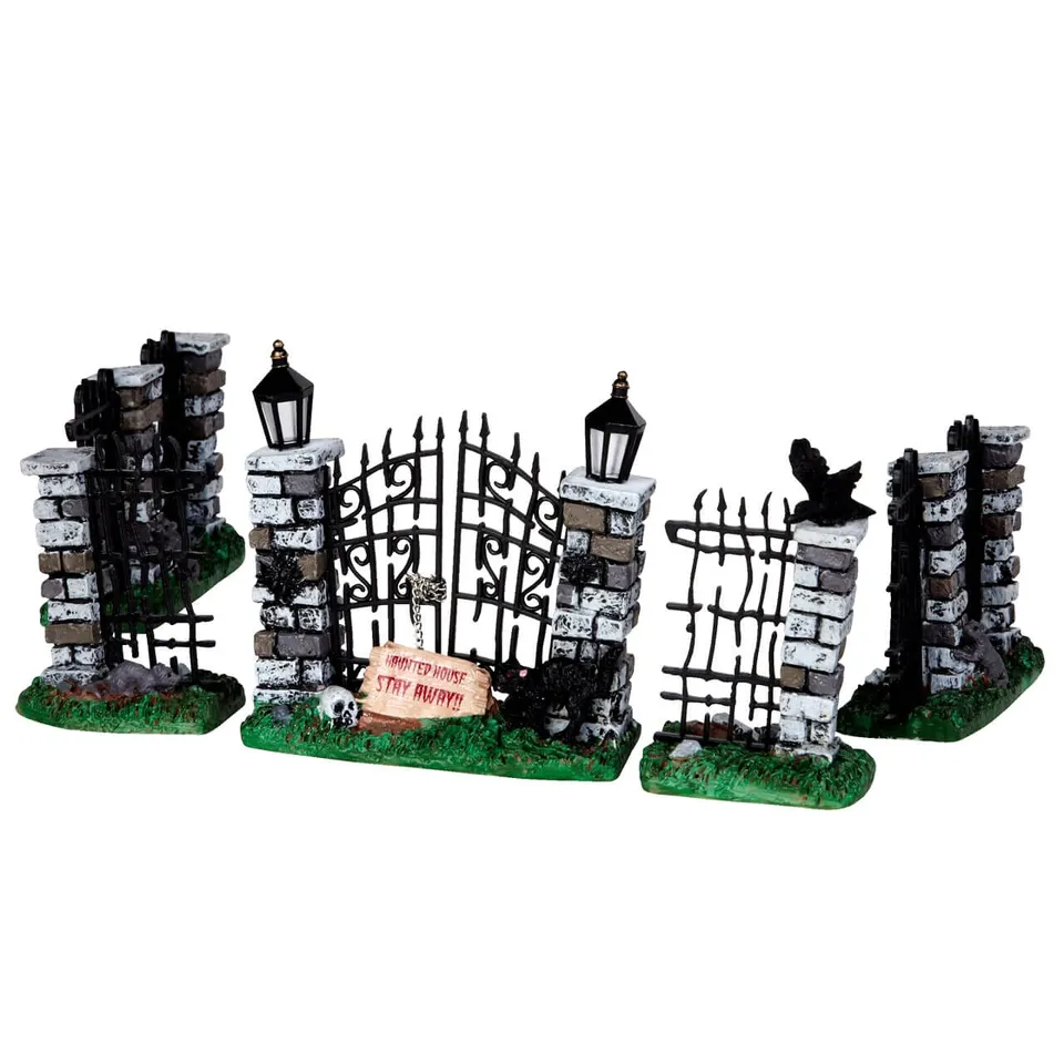 lemax-spooky-iron-gate-and-fence-5-teiliges-zaun-set-spooky-town image 1