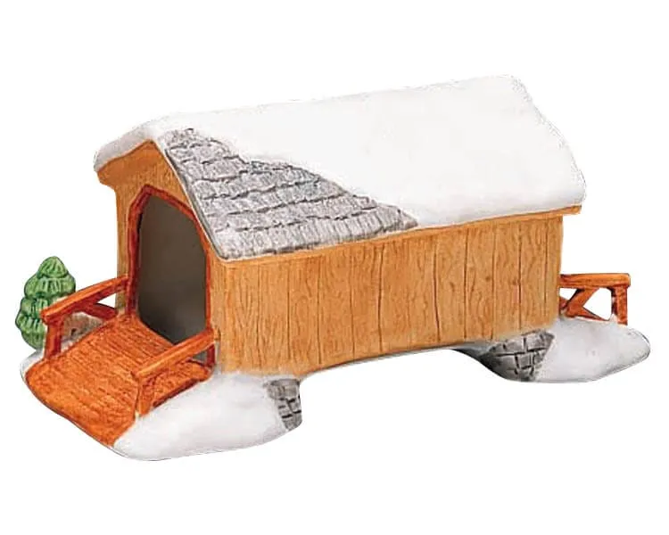 lemax-light-brown-covered-bridge-miniatur-br-cke-f-r-weihnachtsdorf image 1