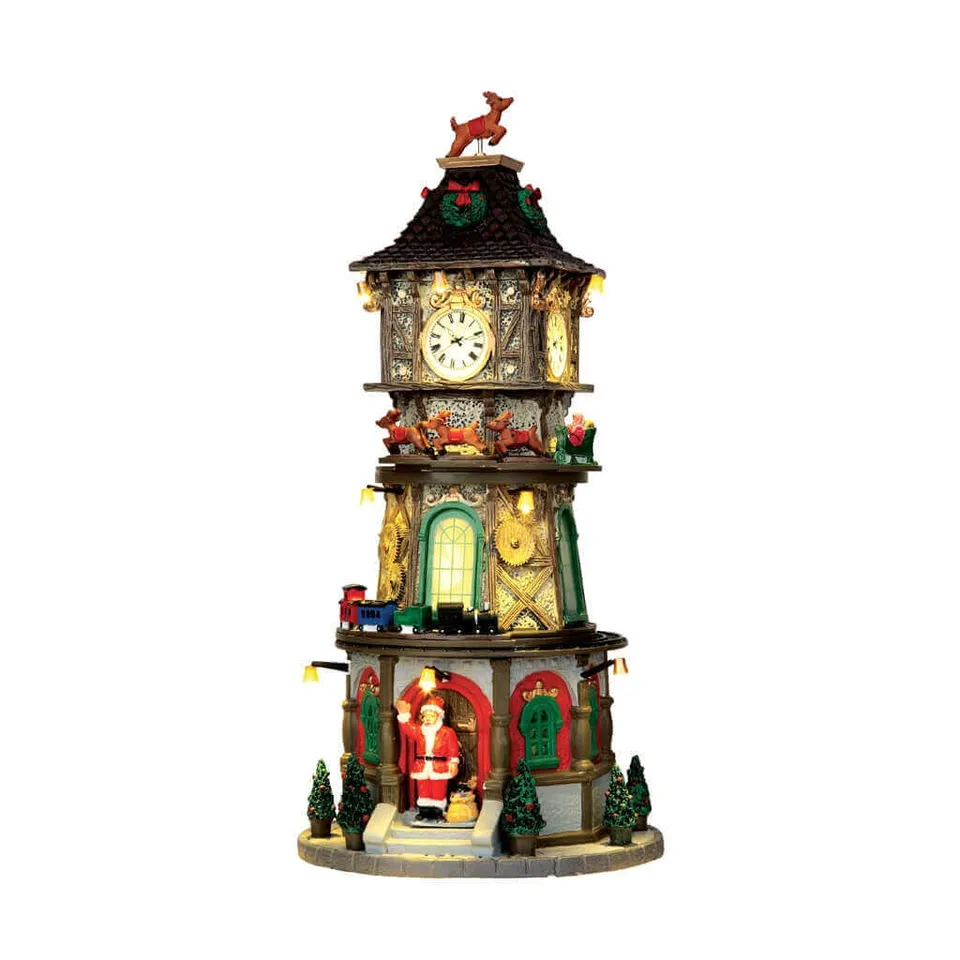 lemax-christmas-clock-tower-beleuchtetes-miniaturgeb-ude-mit-animation image 1