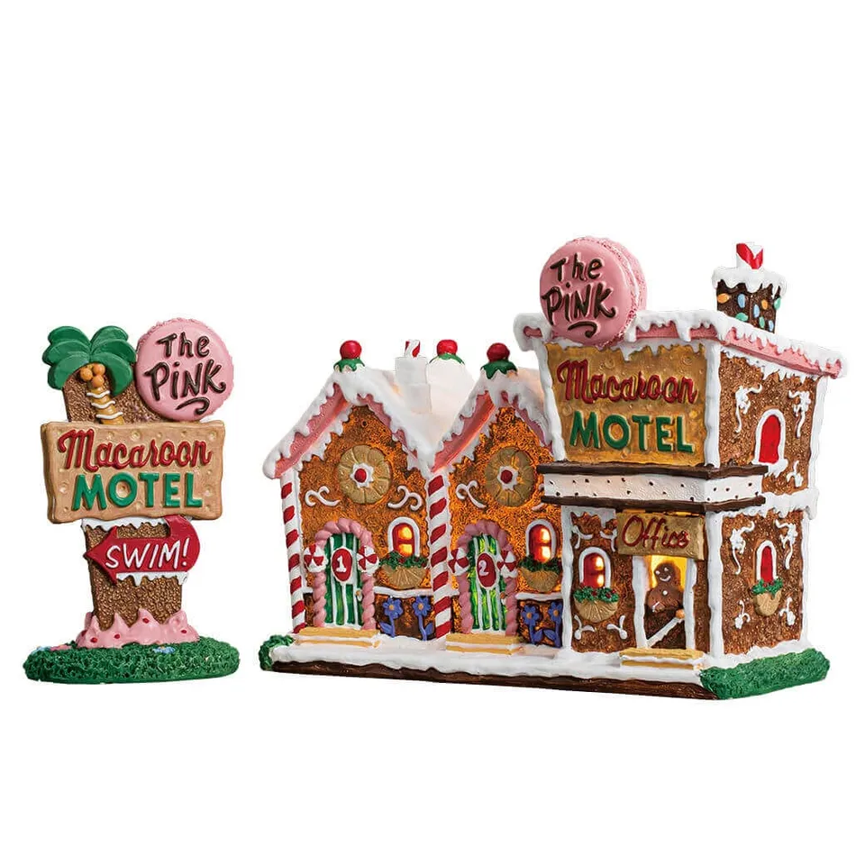 lemax-the-pink-macaroon-motel-set-of-2-beleuchtetes-zucker-motel image 1