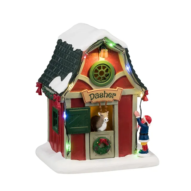 lemax-dasher-s-den-rentier-stall-miniaturszene image 1