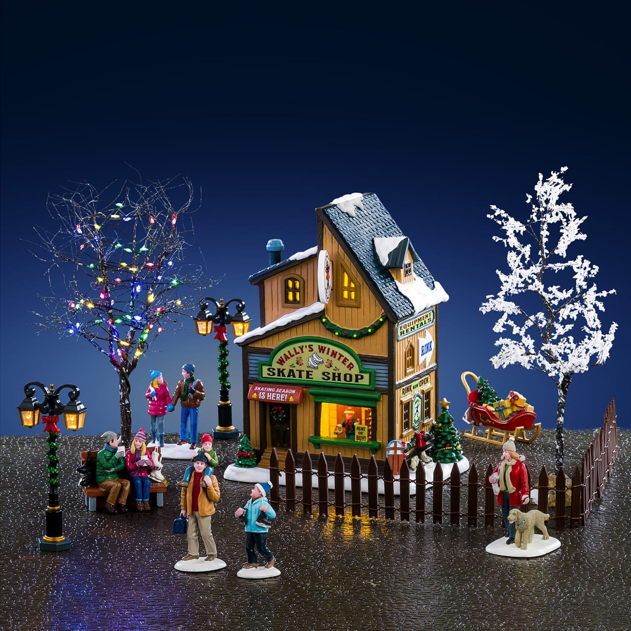 lemax-wally-s-winter-skate-shop-set-vail-village-haus-set image 1