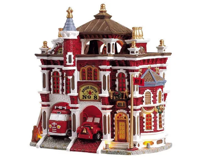 lemax-engine-house-no-8-feuerwehrhaus-f-r-miniaturwelten-leuchtend image 1