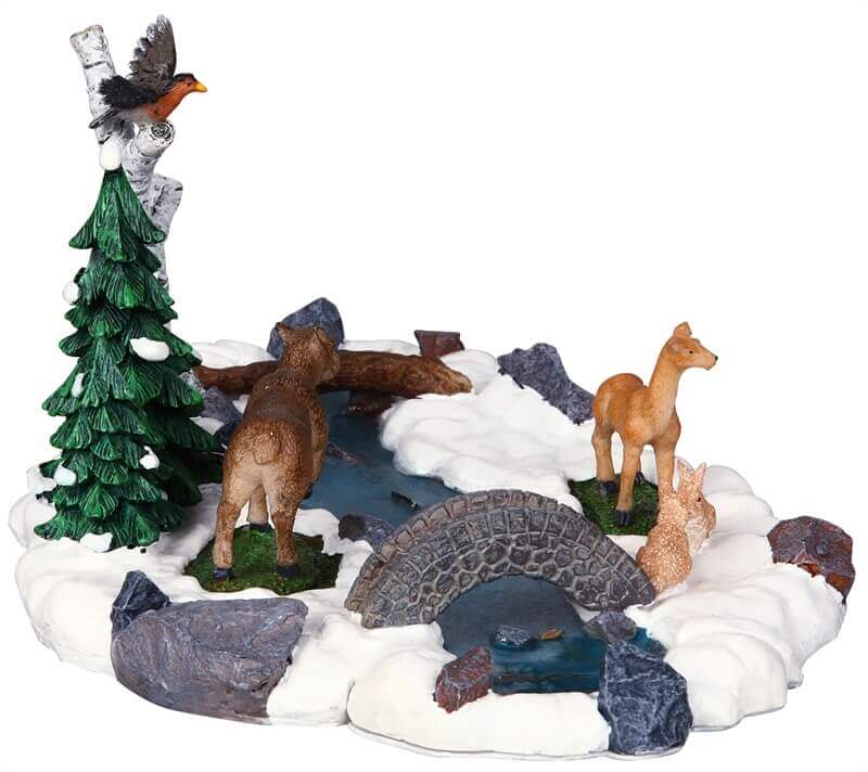 lemax-stone-bridge-by-river-miniatur-steinbr-cke-aus-harz-f-r-weihnachtslandscha image 2