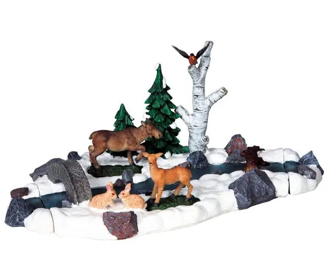 lemax-stone-bridge-by-river-miniatur-steinbr-cke-aus-harz-f-r-weihnachtslandscha image 1