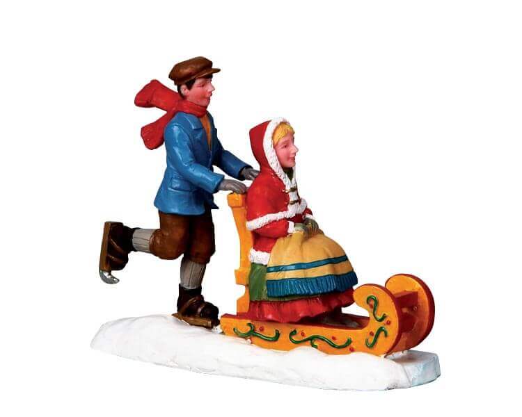 lemax-ice-sledding-winter-schlitten-miniaturszene image 1
