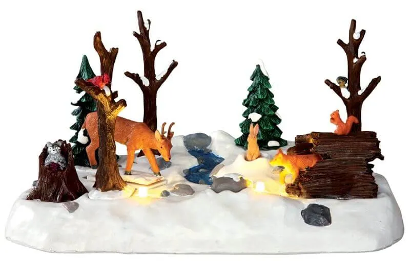 lemax-snowy-forest-animierte-waldszene-hirsch-fuchs image 1
