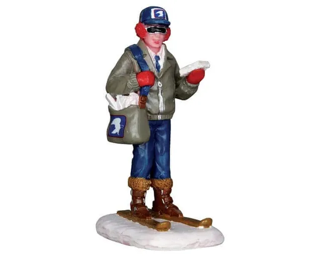 lemax-skiing-mailman-skifahrende-postboten-figur image 1