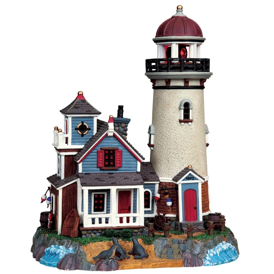 lemax-holidays-seasons-seal-point-lighthouse-leuchtturm-mit-drehlicht image 1