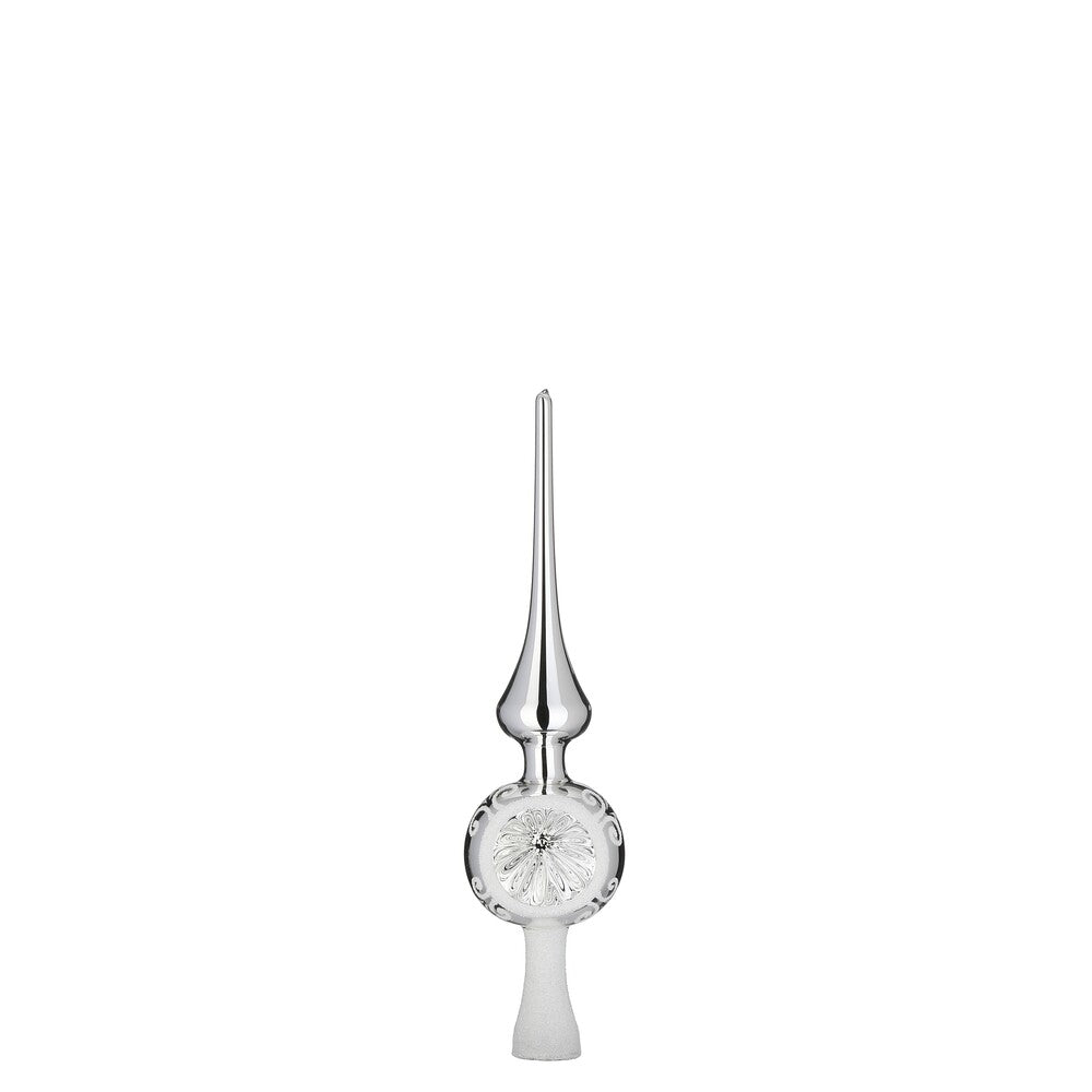 inge-glas-floraler-glanz-baumspitze-5-x-20-cm-silber-glanz image 1