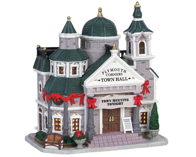 lemax-plymouth-corners-town-hall-miniatur-rathaus image 1