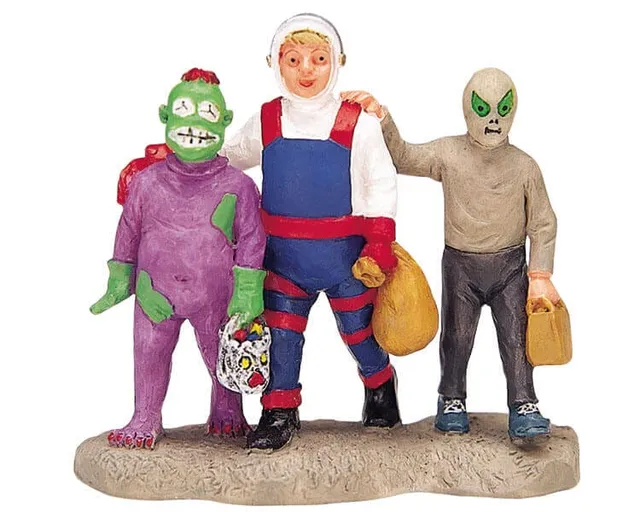 lemax-spooky-town-spaceman-and-two-aliens-miniaturfiguren-set image 1