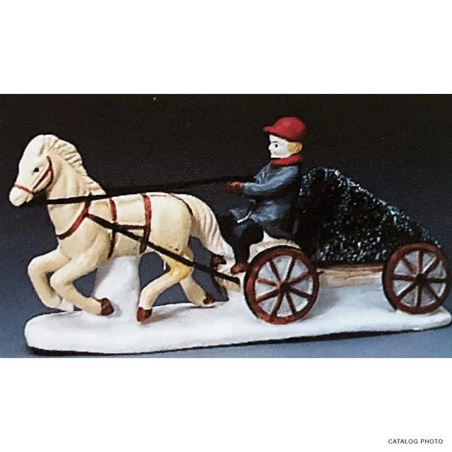 lemax-horse-wagon-and-tree-pferd-wagen-baum-set-miniatur image 1