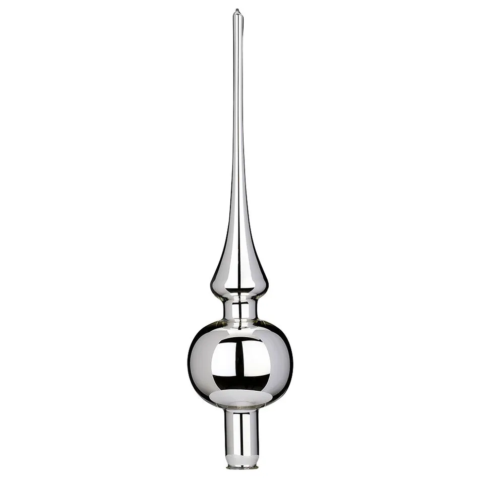 inge-glas-christbaumspitze-silber-glanz-7-x-30-cm image 1