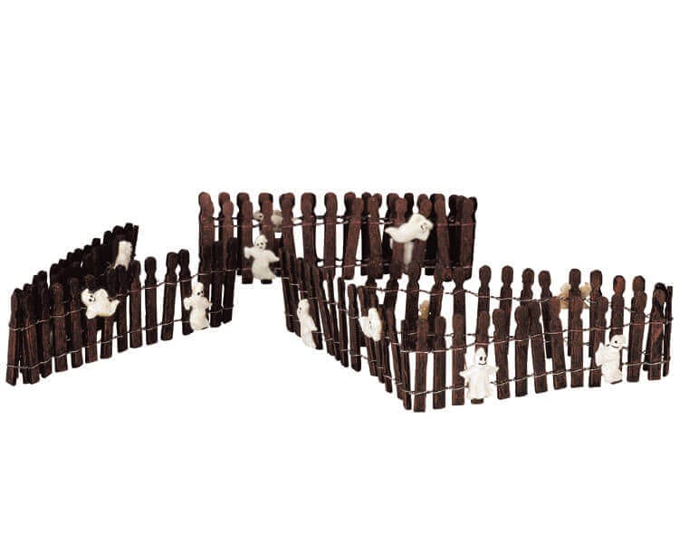 lemax-ghostie-wire-wooden-fence-zaun-spooky-town-holzzaun image 1