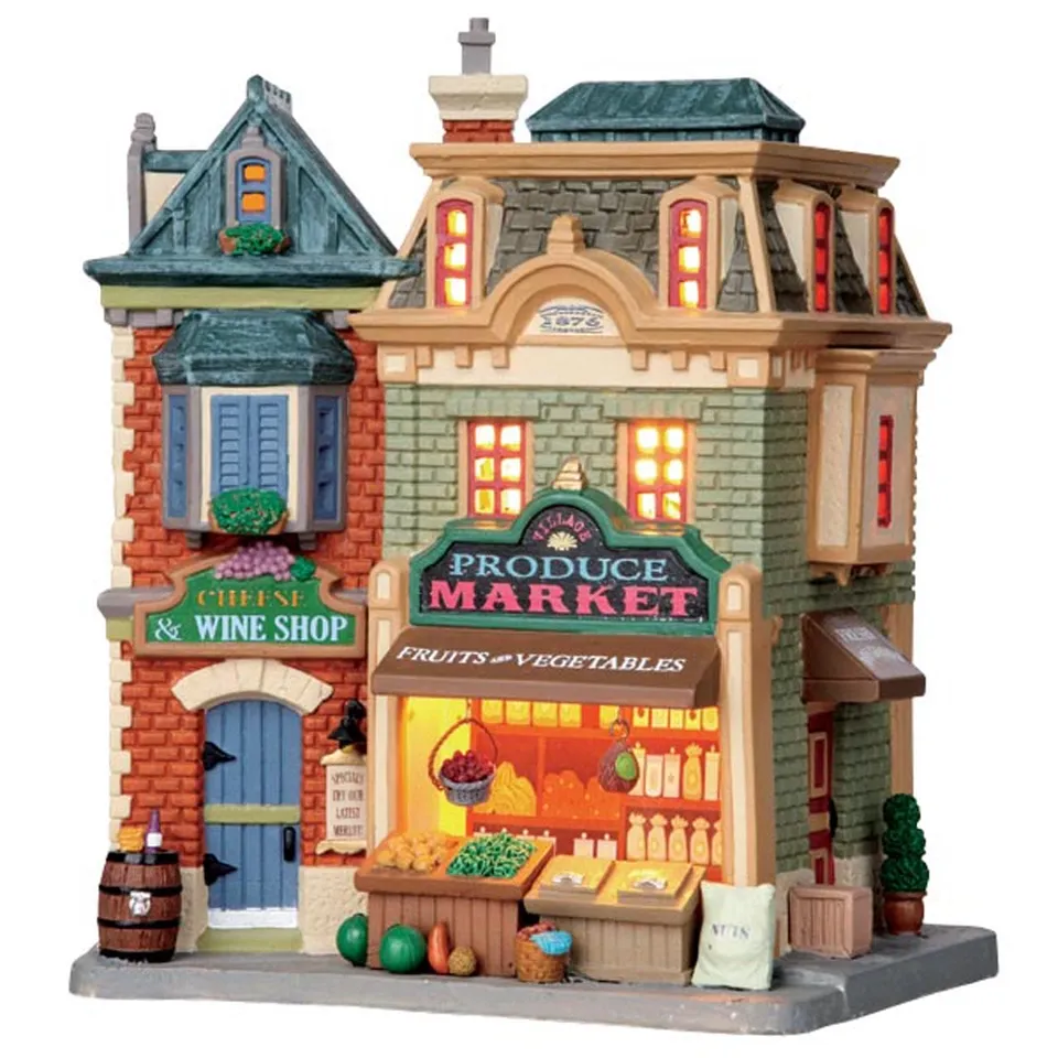 lemax-village-produce-market-beleuchtetes-miniatur-markthaus image 1