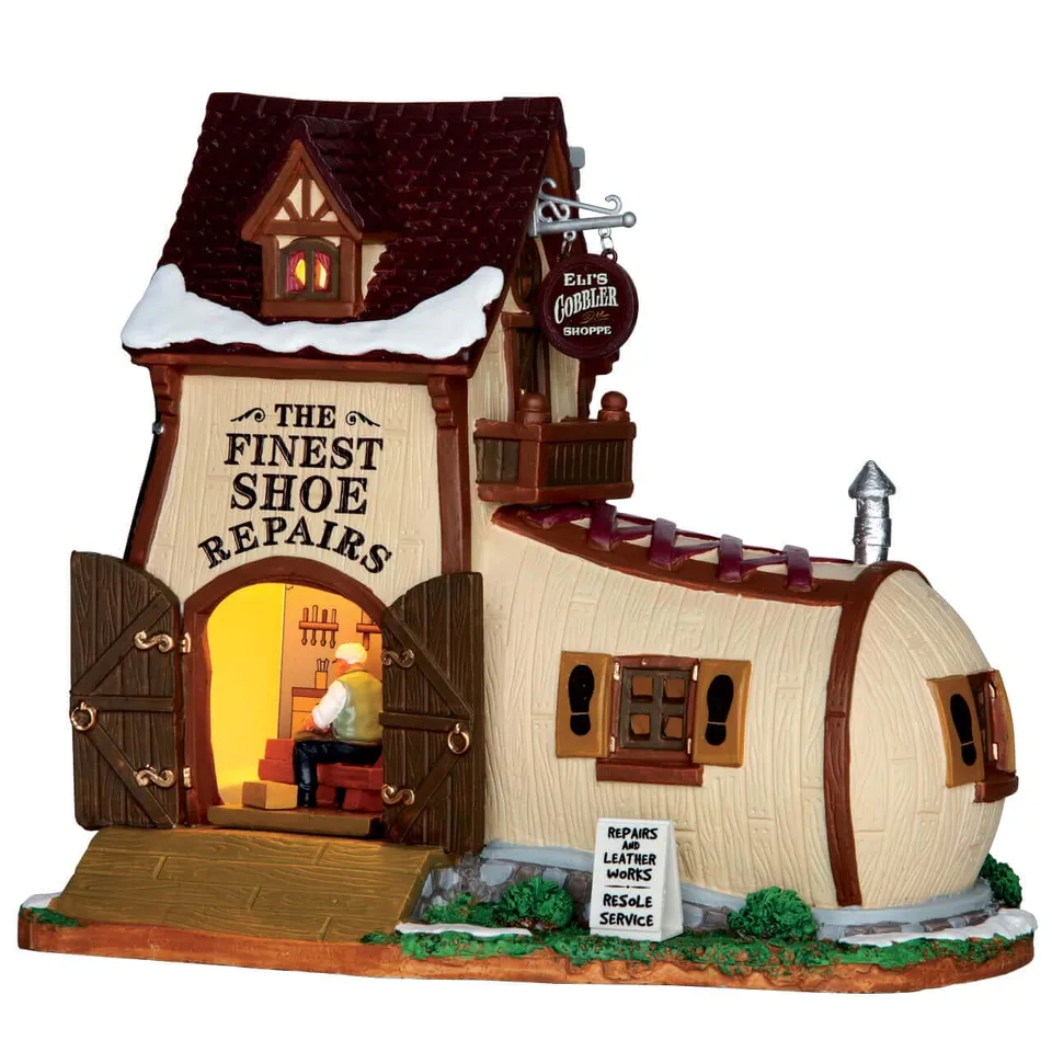 lemax-eli-s-cobbler-shoppe-miniatur-schuhmacherhaus-aus-harz-f-r-weihnachtsd-rfe image 1