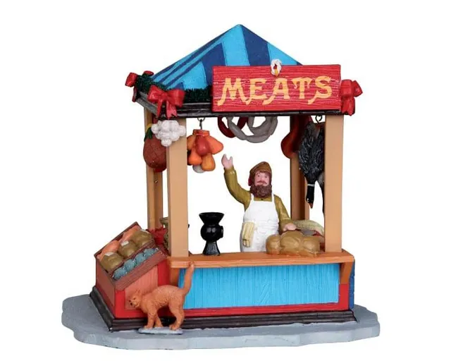 lemax-butcher-s-market-stall-miniatur-marktstand-f-r-weihnachtsdorf image 1
