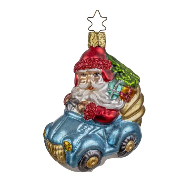 inge-glas-manufaktur-santa-auf-achse-glas-anh-nger-9-cm-fahrzeug-motiv image 1