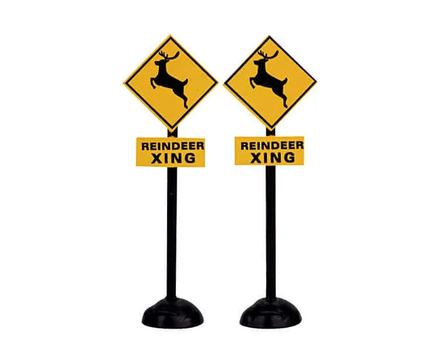 lemax-reindeer-crossing-signs-miniatur-schilder-set image 1