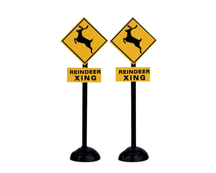 lemax-reindeer-crossing-signs-miniatur-schilder-set image 1