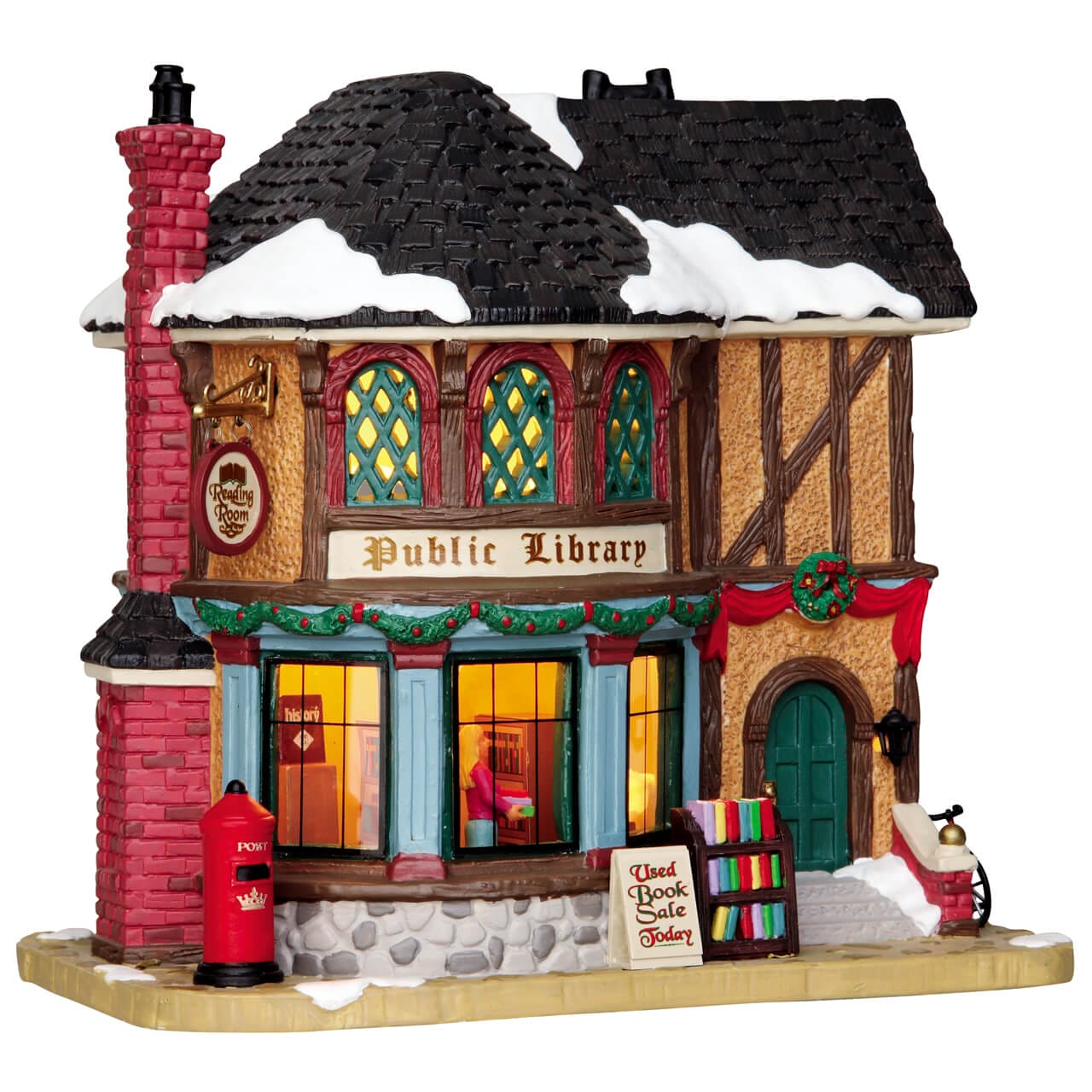 lemax-public-library-beleuchtetes-weihnachtshaus image 1