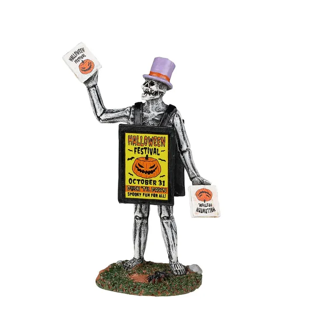lemax-sandwich-board-skeleton-spooky-town-figur-mit-zylinder image 1