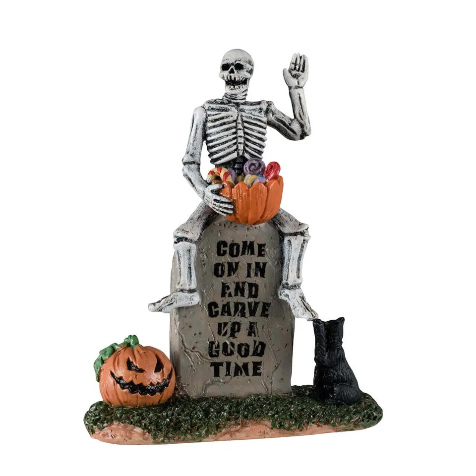 lemax-pumpkin-patch-ghoul-spooky-town-gruselfigur-mit-skelett-und-k-rbis image 1
